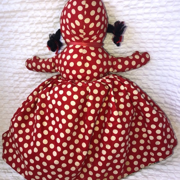 VINTAGE TOPSY TURVY Rag,Oil Cloth Faces 9.5” in. Handmade With Yarn Hair. - Picture 7 of 8